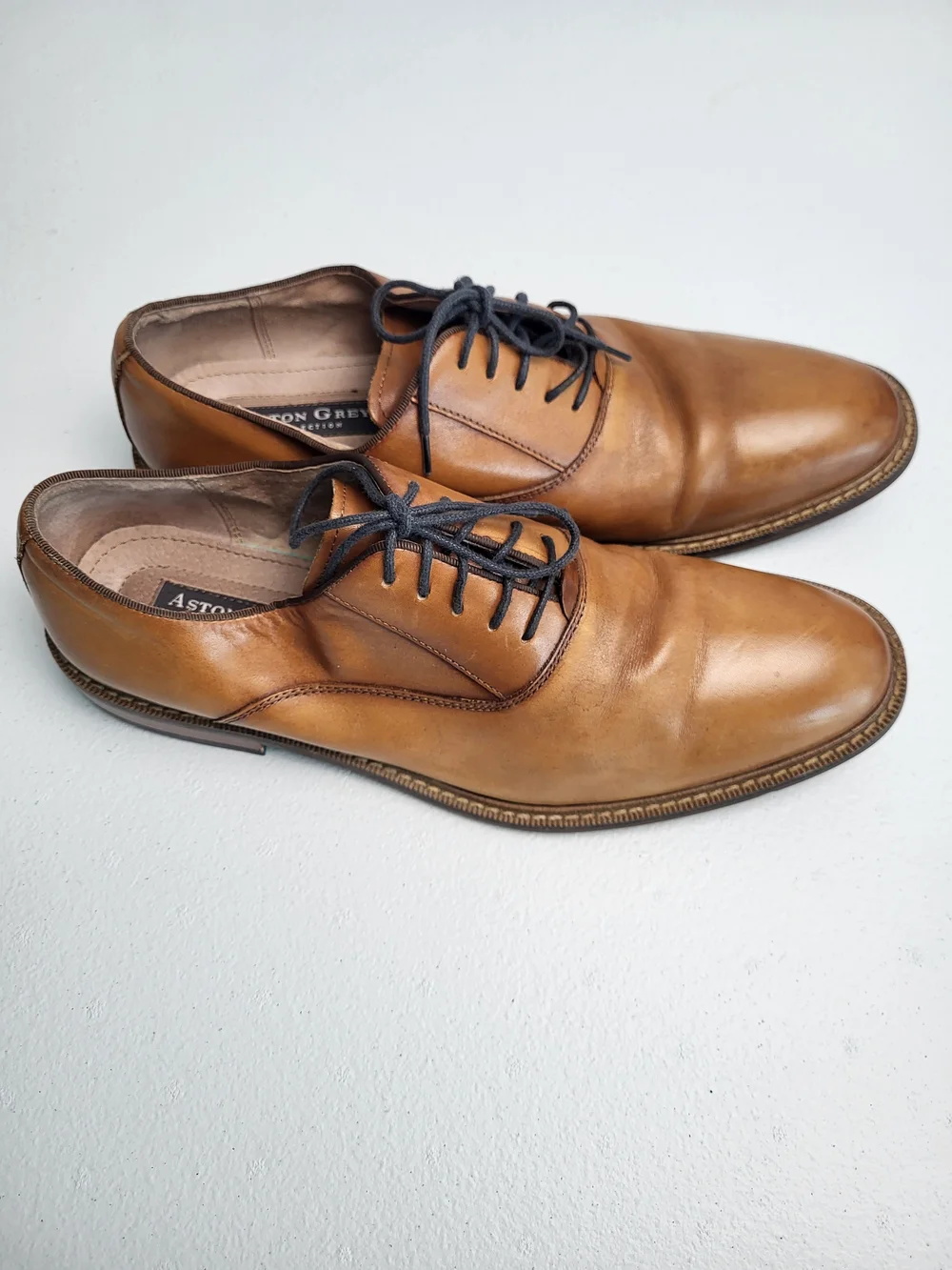 Aston Grey Men's Cognac Leather Derby Shoes